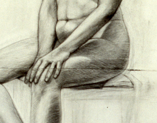 charcoal drawing from female model