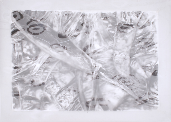 mylar ink drawing of paper fibers enlargement as seen through the electronic mycroscope