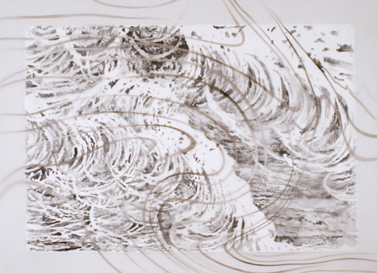 mylar ink drawing of microorganisms as seen through the electronic mycroscope